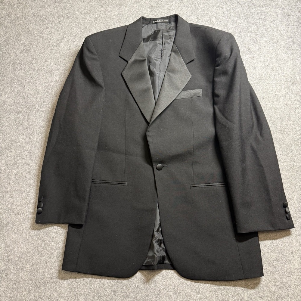 Vintage Matteo Pavarotti Men's 36R Navy Wool Double Breasted Blazer Brass Button